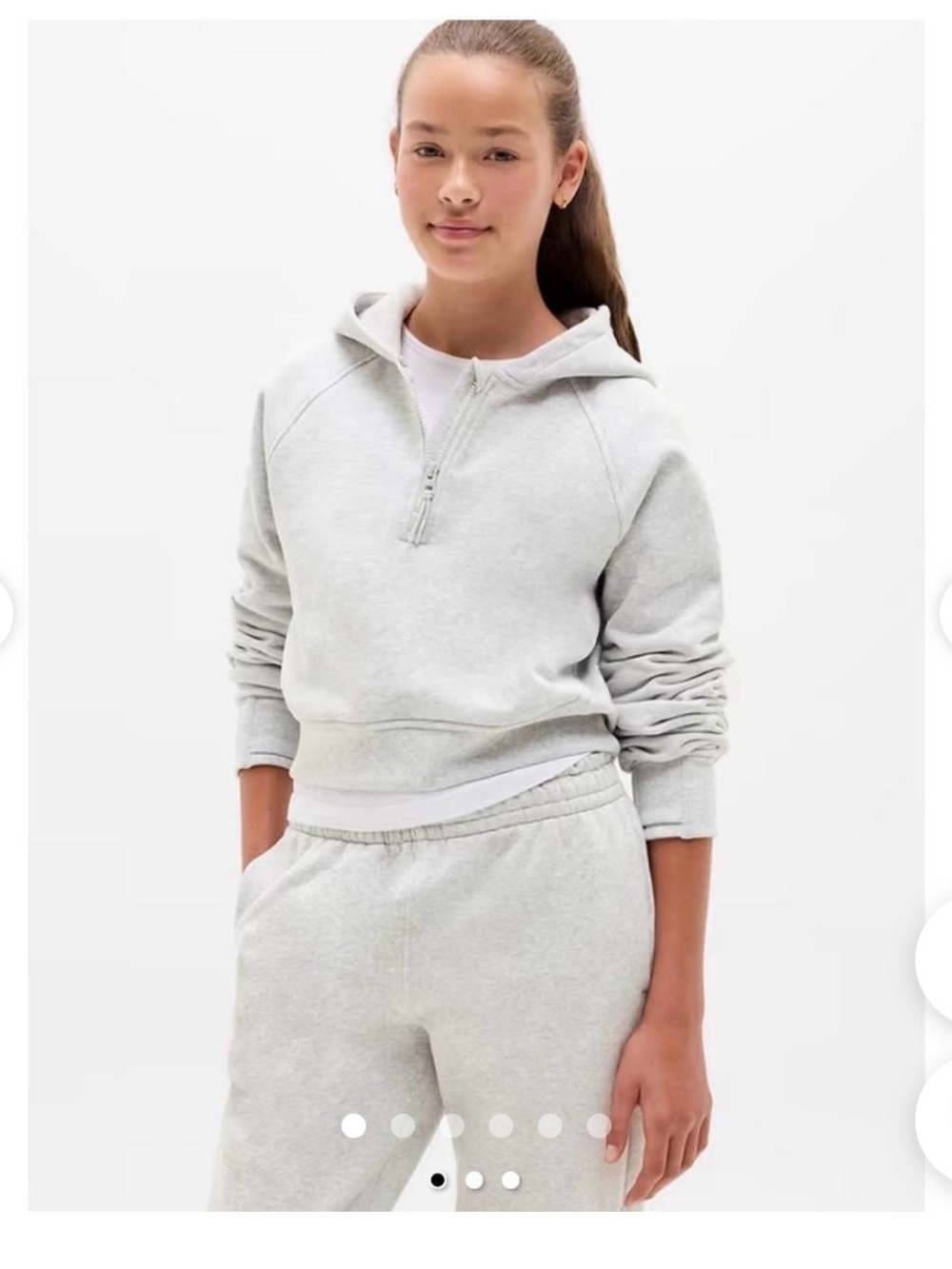 Athleta kids Light Gray Half-Zip Hoodie - Soft Pullover
